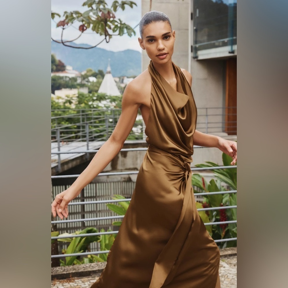 🔥🔥Zara satin effect Foil midi dress - Picture 4 of 8